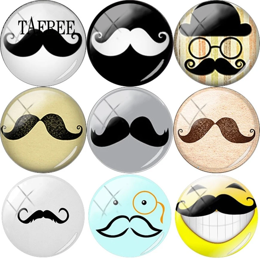 

TAFREE DIY Beard 25mm Round Glass Canochon For Keychains Necklaces Flat back Resin Cabochons Jewelry Accessories Wholesale