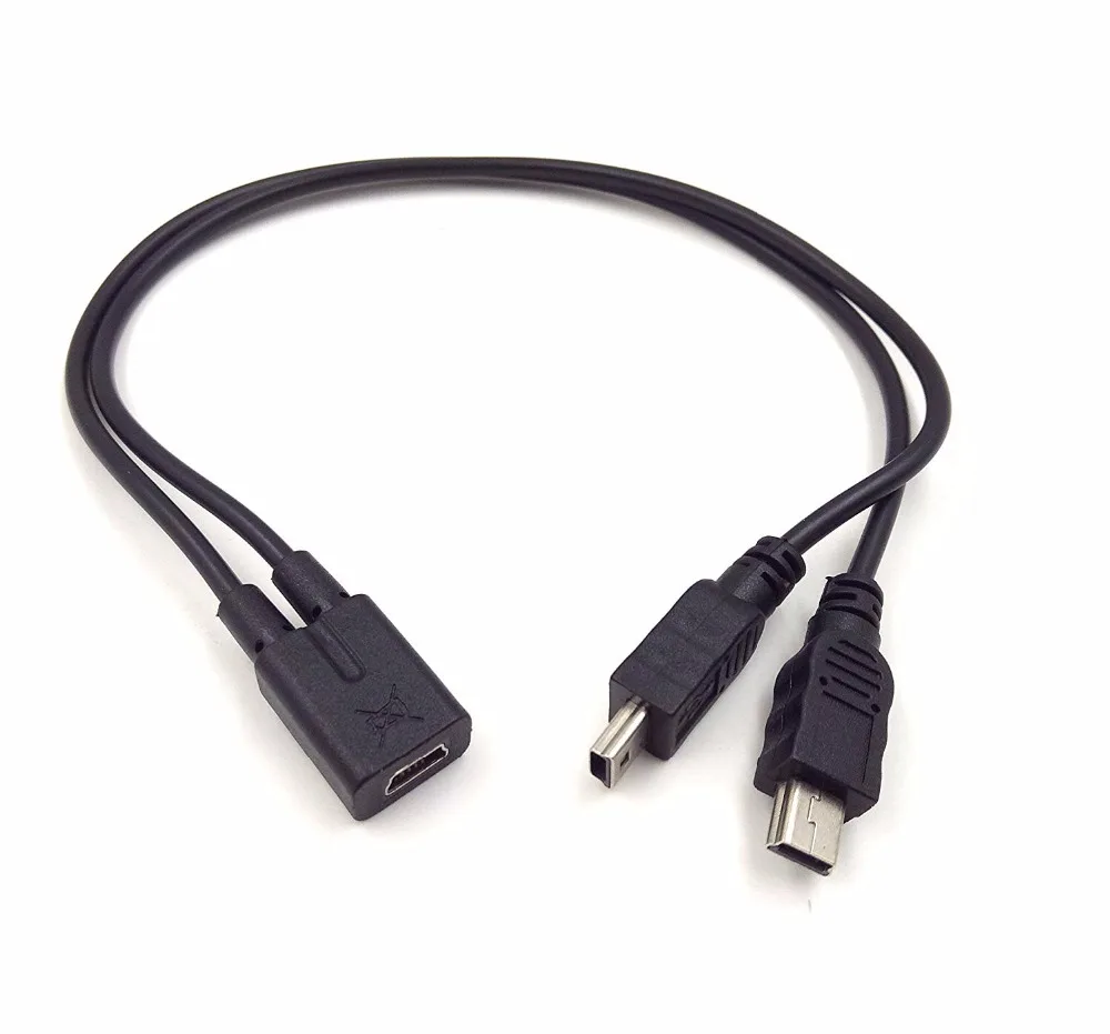 Mini USB 1-2 Y кабель-разветвитель, USB 2,0 Mini 5-Pin Female to Double 2 Male конвертер высокоскоростной кабель для зарядки шнур