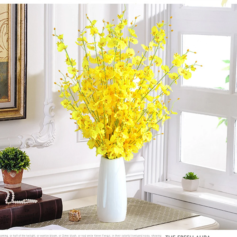 

5pcs artificial dancing orchid bouquets&artificial Dancing Lady Orchid &artificial winter jasmine&artificial jasminum nudiflorum