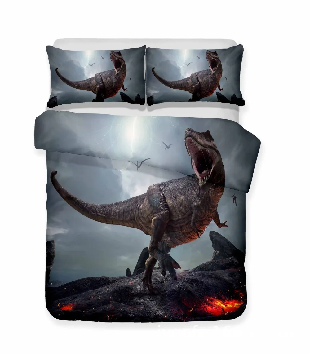 Bedclothes 3D Double Print Dinosaur Digital Printing Bedding Set Queen King Size Hot sale | Дом и сад