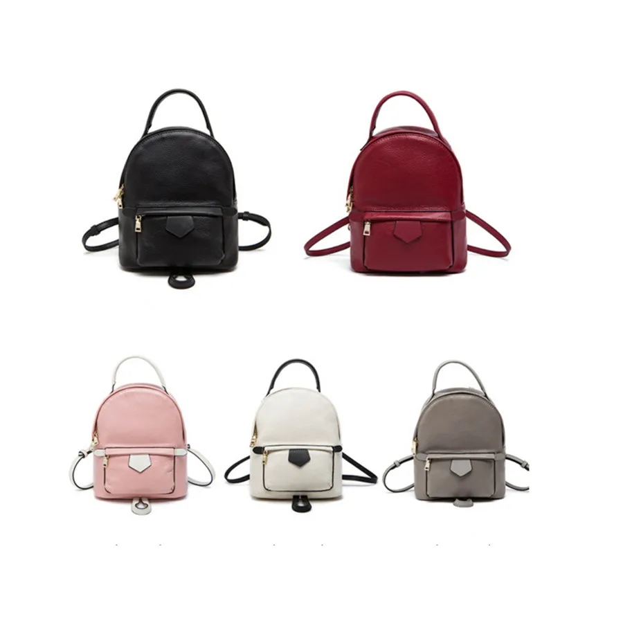 Мини-рюкзак черный 2017 Новый стиль Женская сумка кожаная Ретро задняя Сумка