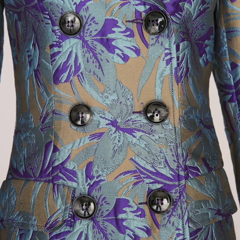 S XXXL осень зима жаккардовое длинное пальто размера плюс роскошный Тренч женский