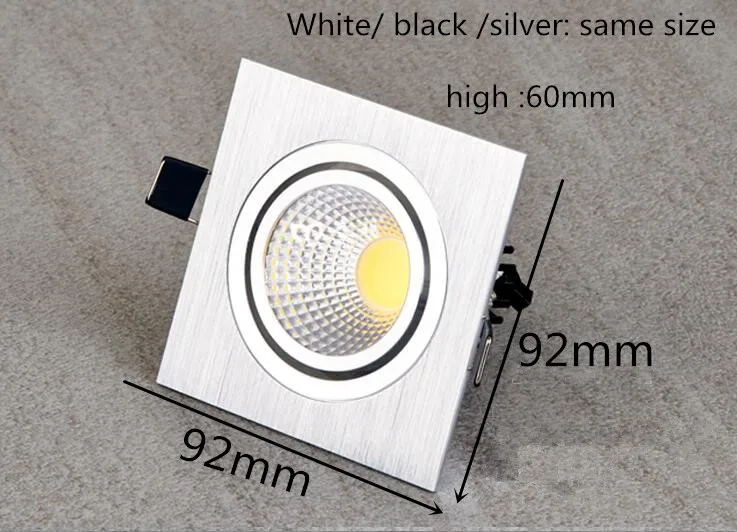 Светодиодный квадратный COB даунлайт с регулируемой яркостью 7 Вт 9 12 Встраиваемый