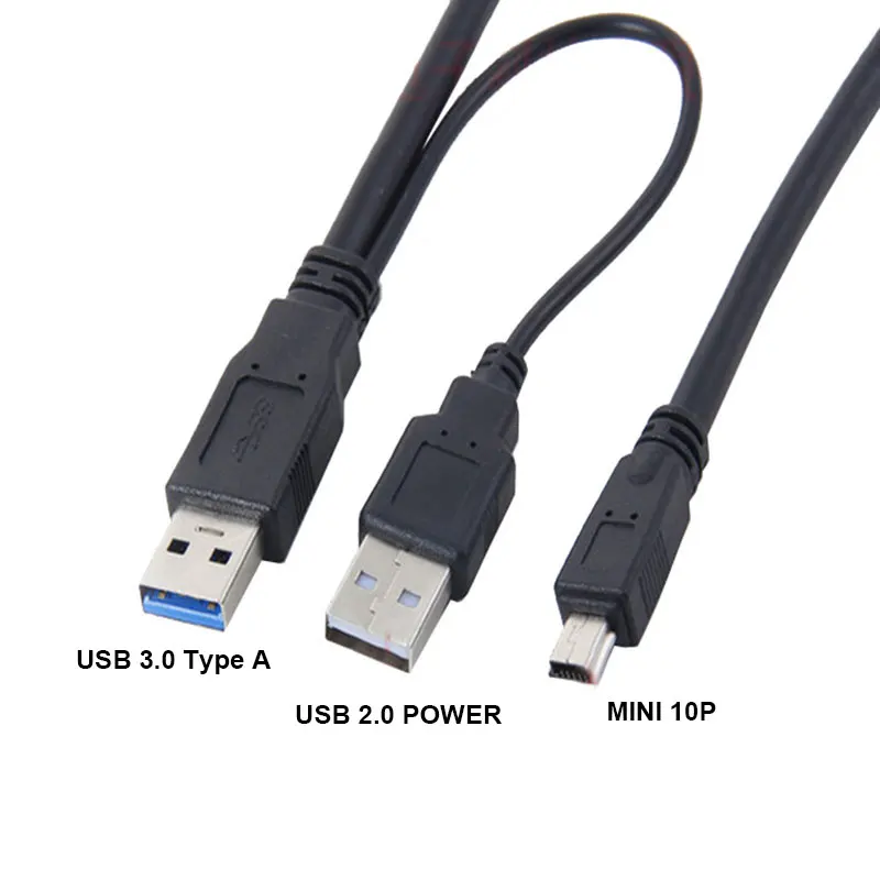USB 3 0 блок питания Y кабель два A штекер к mini 10pin для внешнего жесткого диска|Кабели