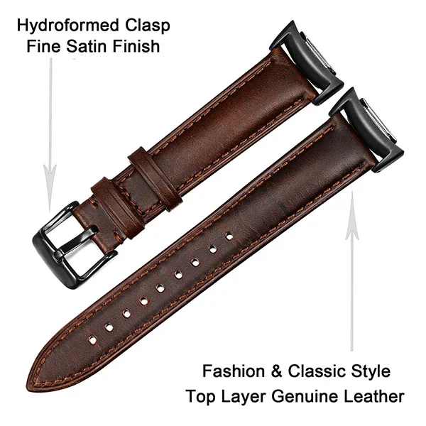 Dark Brown Ремешок для часов из натуральной кожи для samsung gear Fit2 R360/Fit 2 Pro R365, сменный ремешок для часов, стальной ремешок с застежкой, браслет на запястье - Цвет ремешка: Dark Brown