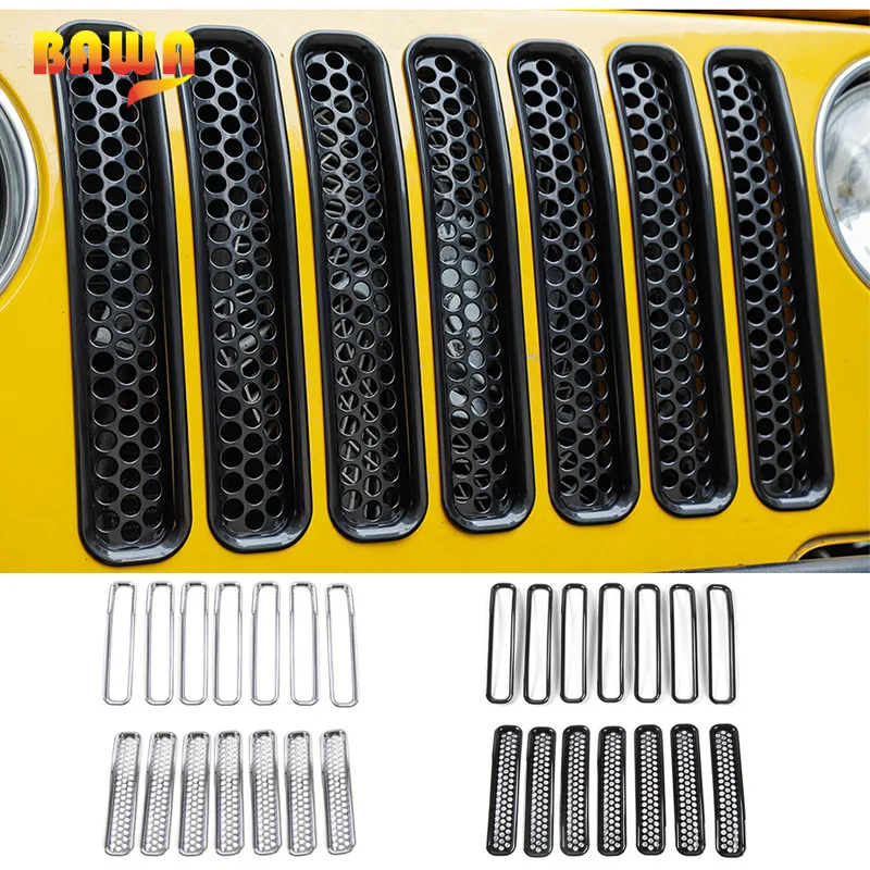 

Автомобильные наклейки BAWA Honeycomb Mesh Передняя решетка для Jeep Wrangler TJ 1997-2006 ABS