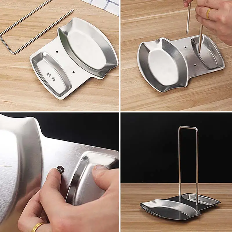 Нержавеющая сталь Пан Подставка под крышку и ложку стойки стойка с держателем