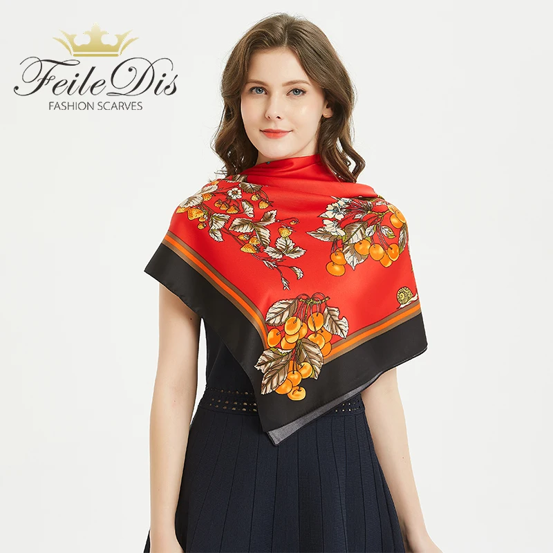 Женский шарф косынка [FEILEDIS] Большие шали с принтом квадратный платок роскошный