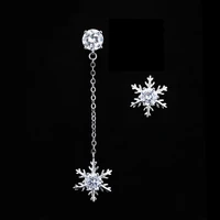 fashion style asymmetrical silver colorstud earrings with snowflake stud earrings for women jewelry brincos