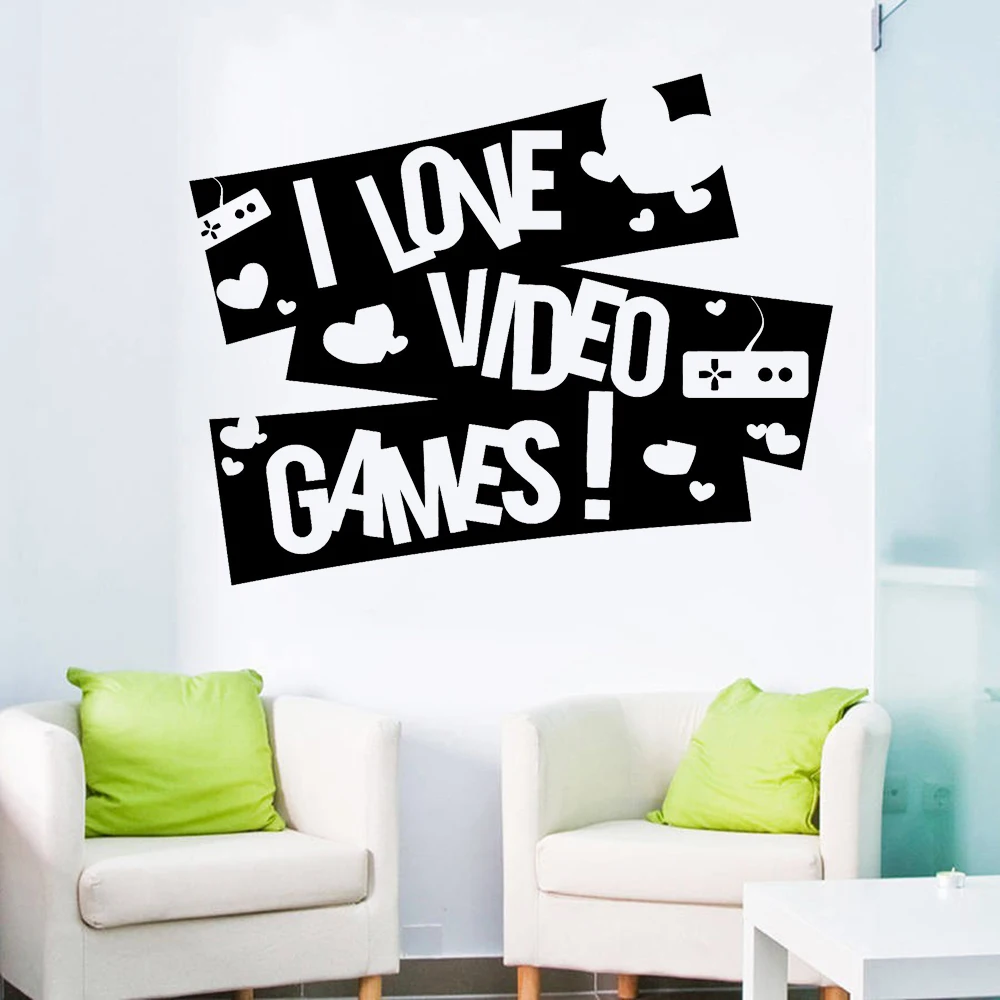 

Gaming I Love Video Games Vinyl Decal Gamer Wall Stickers Boy Bedroom Decor Game Zone Art Decals Mural Removable for Kids A110