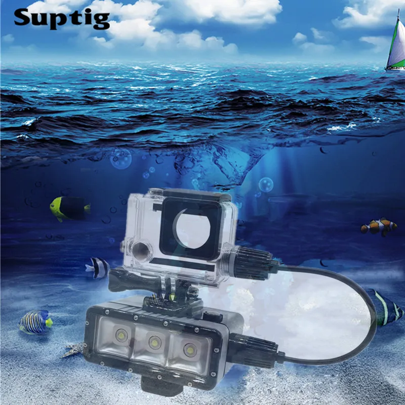 Go Pro Аксессуары для Gopro Hero 4/3 +/3 Дайвинг Подводный Водонепроницаемый светодиодный