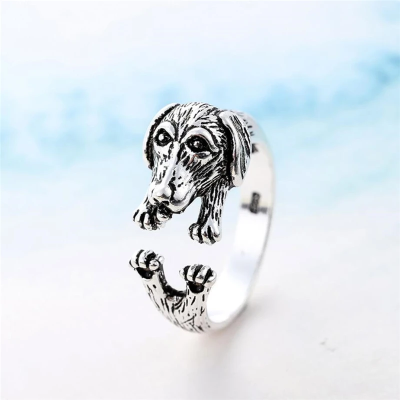 

Sole Memory Retro Puppy Personality Cute Dog Sweet Creative Gift 925 Sterling Silver Female Resizable Opening Rings SRI327