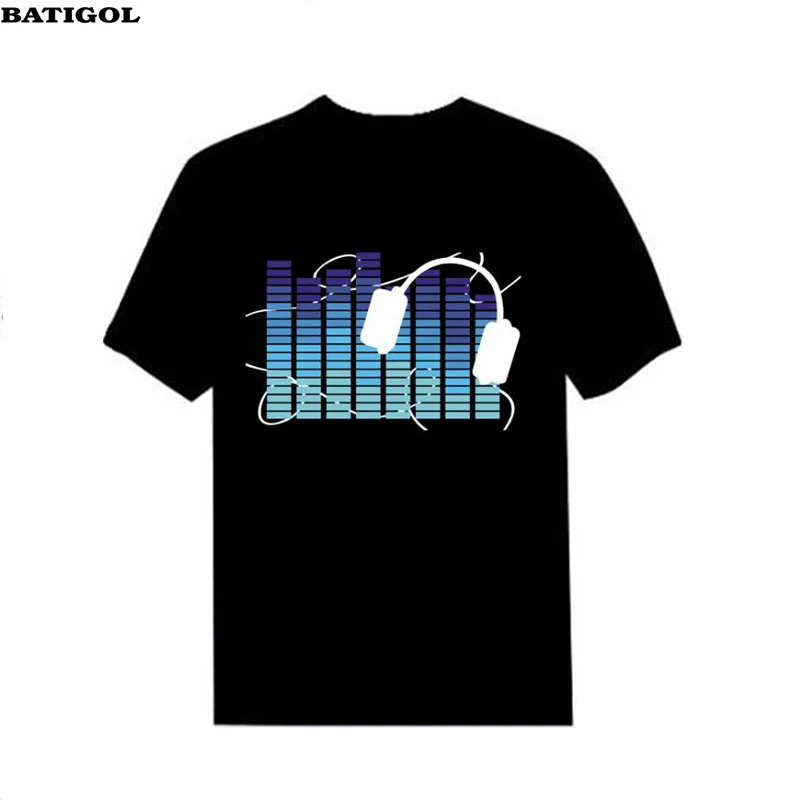BATIGOL 2018 New Arrivals Women Short T-shirt Sound Activated Led Light Up and Down Flashing Equalizer Rock Disco Party DJ Tops | Женская