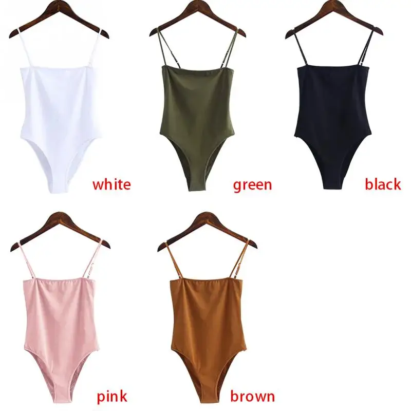 

New Fashion Women Bodysuits Sexy Jumpsuit Off Shoulder Backless Spaghetti Strap Bodysuit Ladies Black Casual Cotton Bodysuits #2