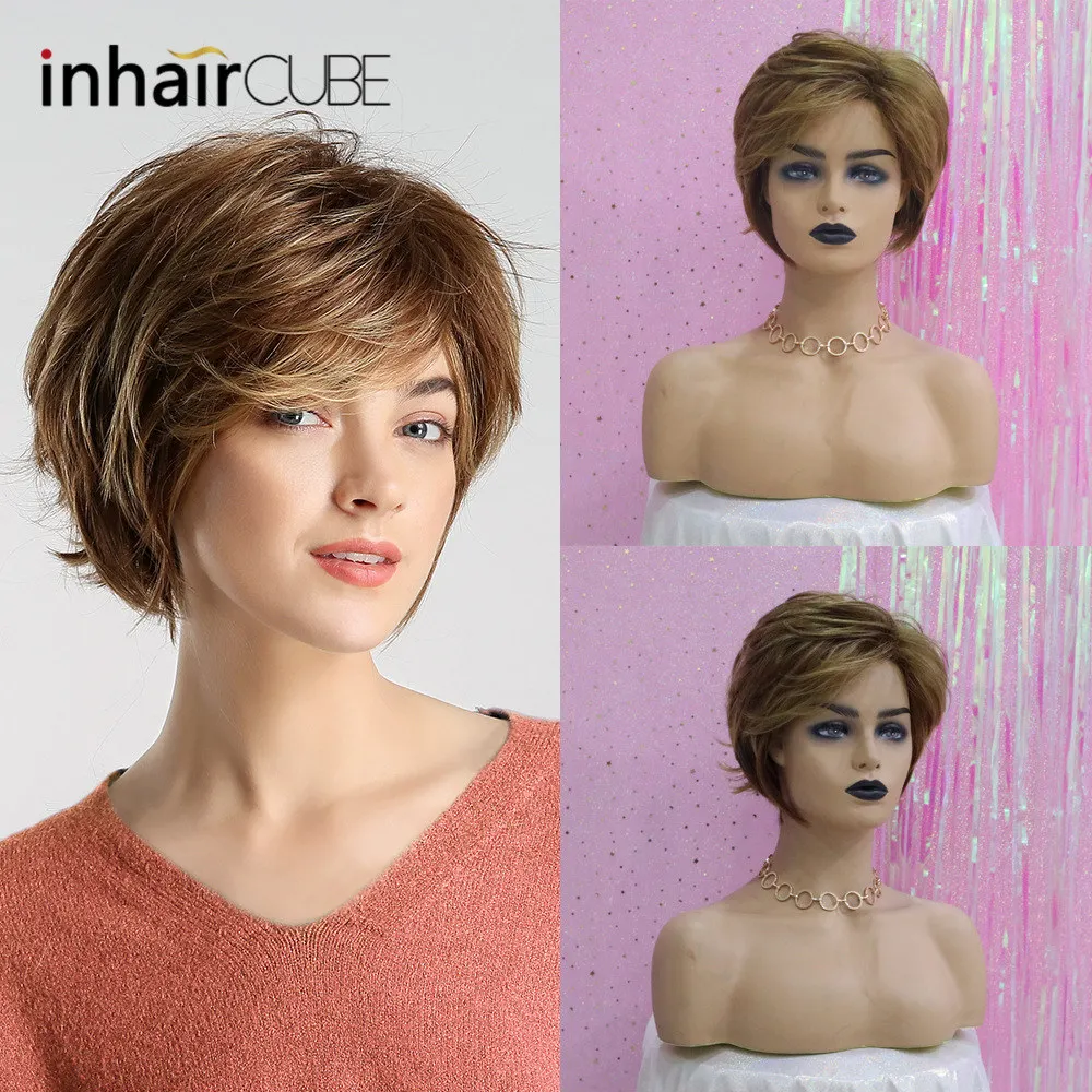 Inhair Cube 10 дюймов женские короткие волосы парики для женщин вечерние натуральные