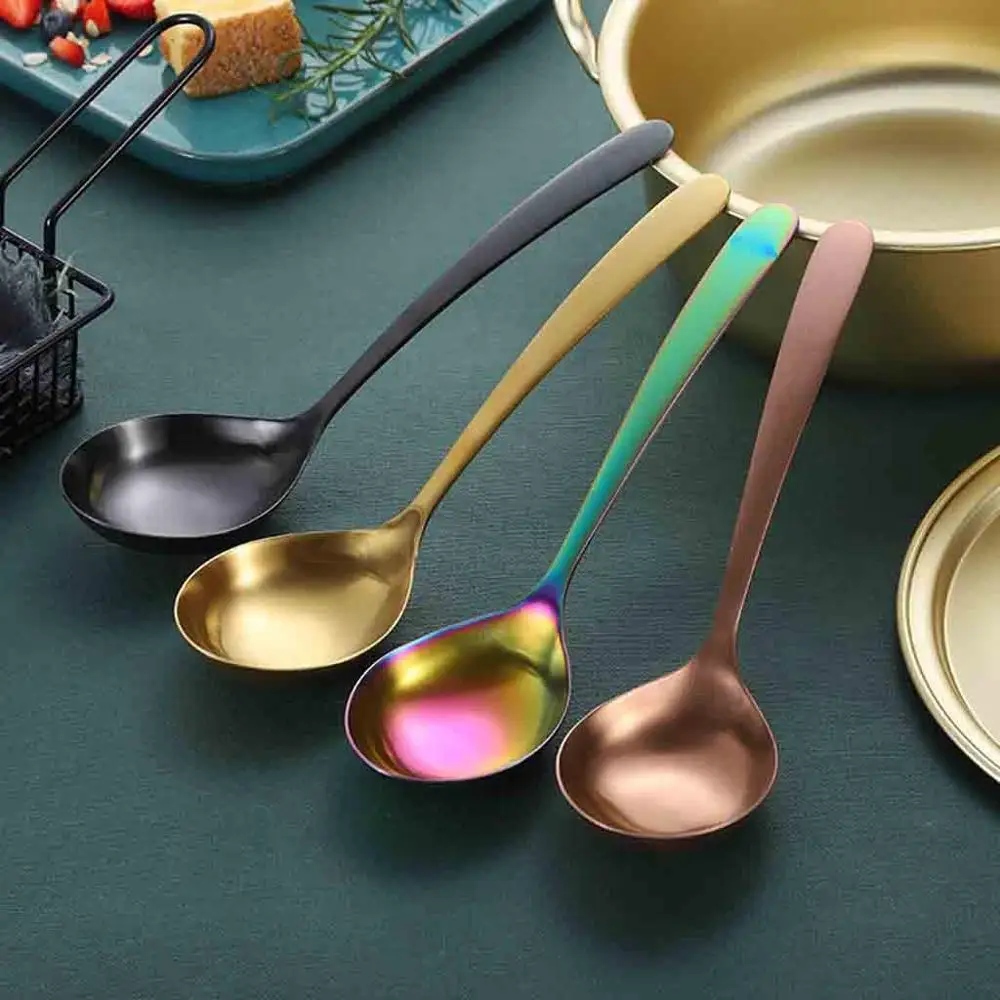 304 Stainless Steel Spoons With Long Handle Korean Soup Dinner Rice/Salad Tableware Kitchen household items 4lp | Дом и сад