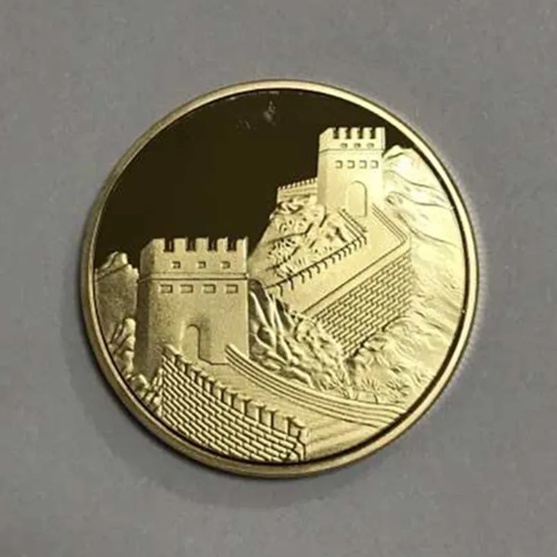 

5 Pc The World Wonder Chinese Great Wall Temple Of Heaven Gold Plated 40 Mm Badge Souvenir Decoration Coin