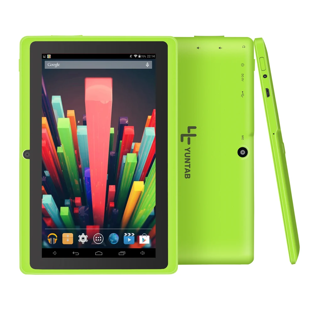 Yuntab Q88 7 дюймов Wi-Fi зеленый цвет планшет Android 4 ядра 8G ROM 1G RAM двойной Камера внешний 3G
