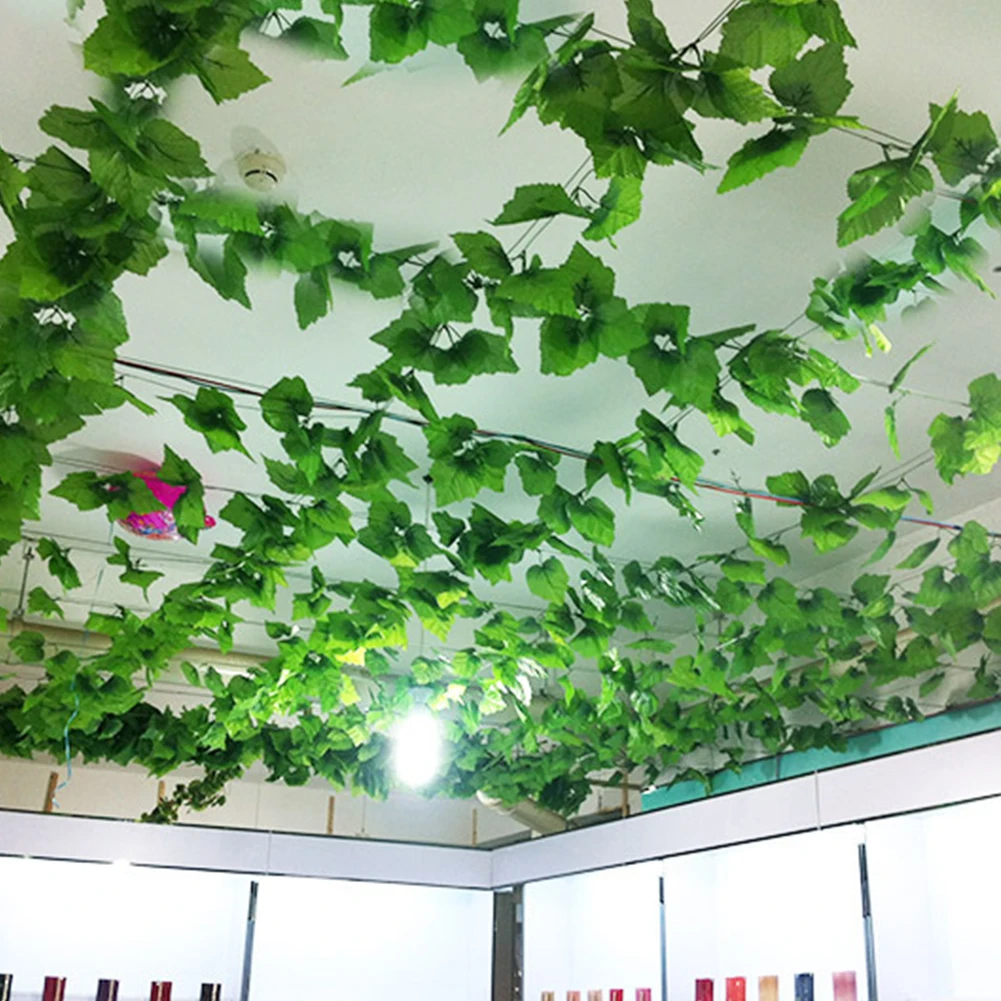 Long Artificial Rattan Fake Grape Leaves Plant For Wedding Garland Foliage Flowers Home Kitchen Garden Office Wall | Дом и сад