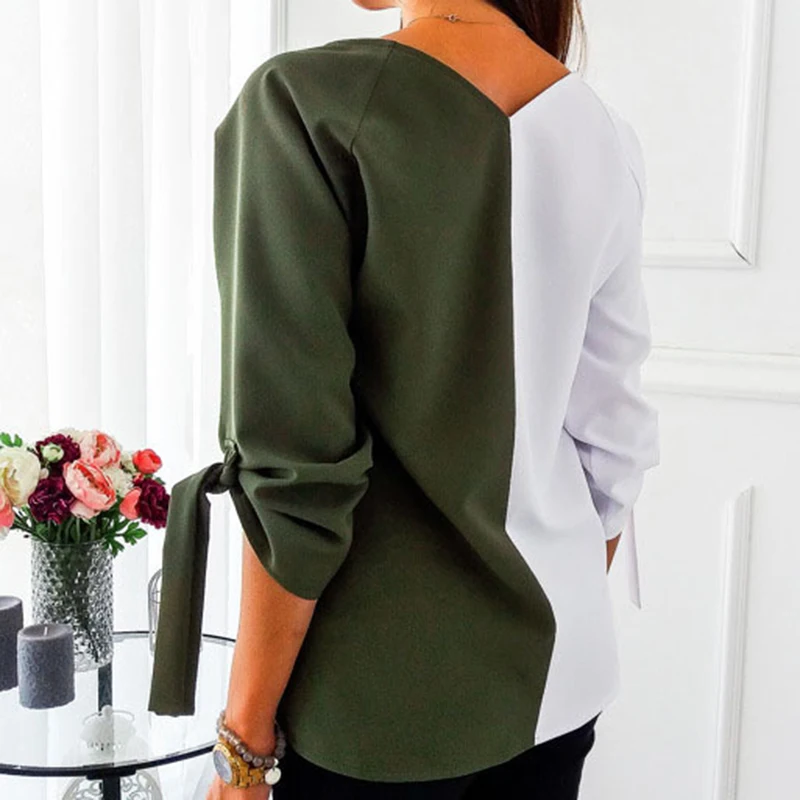 Пикантные V образным вырезом Blusas Femininas Женская блузка однотонная шифоновая блуза