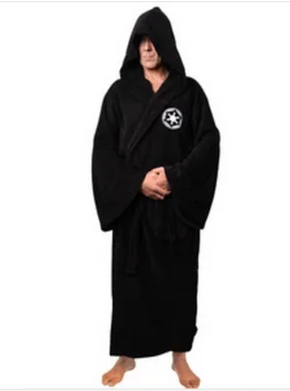 

Star Jedi Knight Robe Deluxe Bath Robe Carnival Cosplay Costume Brown Black Robe Hoodie Free Shipping full set