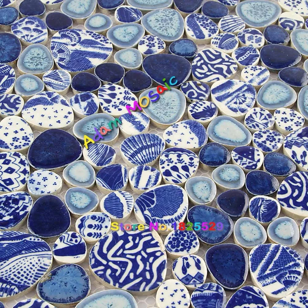 Синий галечный плитка Простыни Детские Бассейны деко Керамика Кухня Ванная