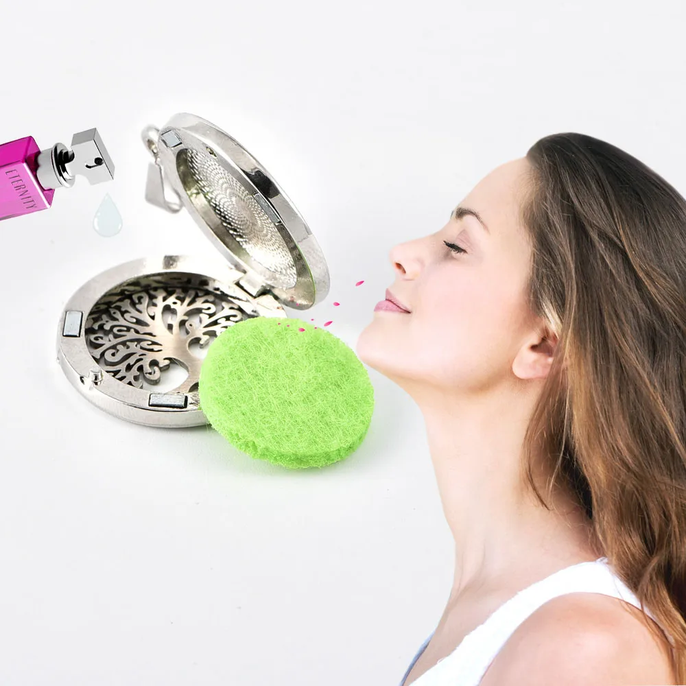 Дерево жизни аромат брелок Открытый медальон из нержавеющей стали ароматерапия