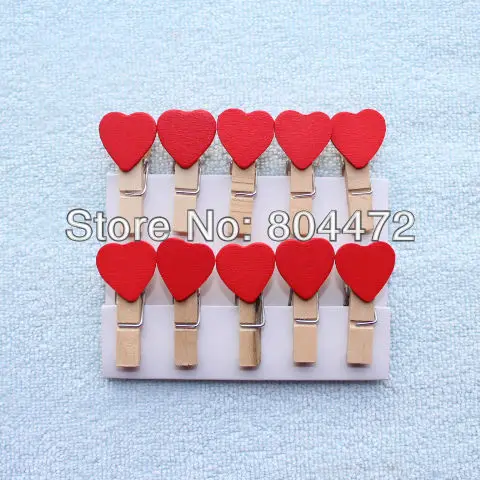 Оптом | персик сердце красное дерево клип/зажим Деревянные прищепки Форма 1000
