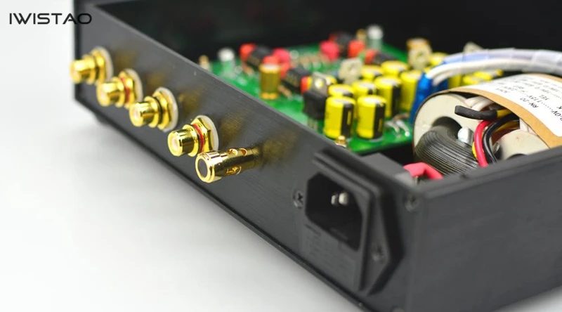 Iwistao HIFI мм фонокорректор RIAA требования 4 шт. BB OPA604 весь Алюминий шасси черный AC110/220 V