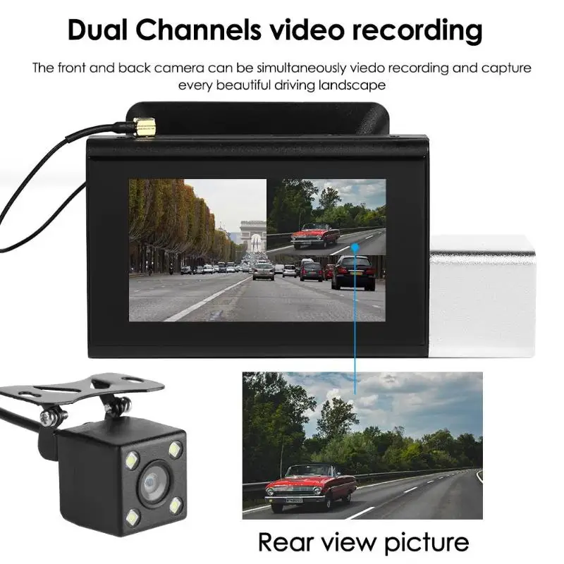VODOOL T3 FullHD 1080P 3g WiFi Android 5,0 Автомобильная dvr камера " сенсорный экран двойной объектив видеорегистратор ночного видения