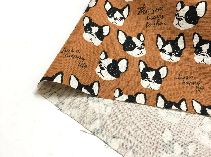 Полметра японский KOKKA хлопок лен холст ткань DIY Лоскутная Ткань бульдог D|cotton linen