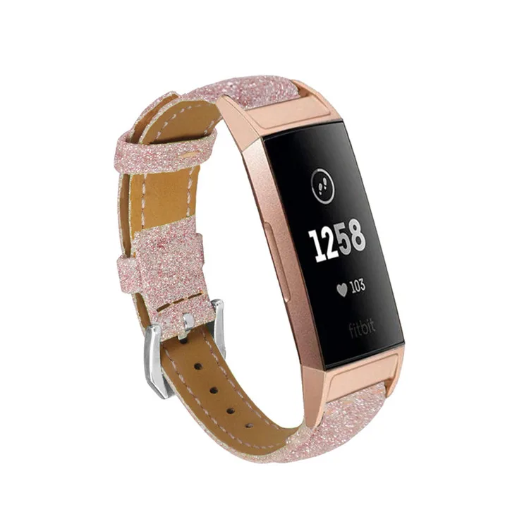 Блестящий кожаный ремешок для Fitbit Charge 3 сменный Браслет фитнес-браслета