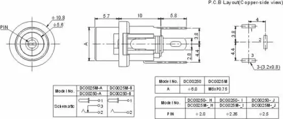 10 шт./лот DC 025M без винтовой резьбы 30 в 5A разъемы для розетки питания гнездовой