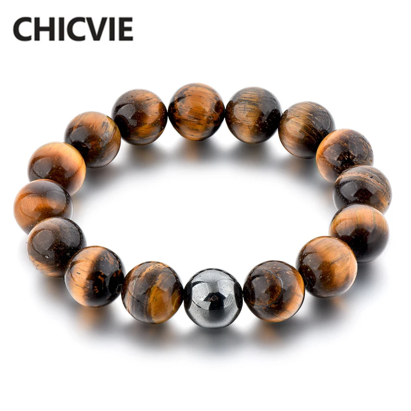 CHICVIE большой бисер 1 2 см очаровательный натуральный камень тигровый глаз мужские