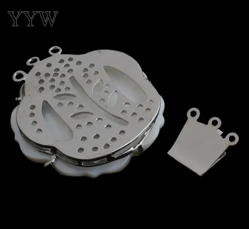 

Free shipping brass Box Clasp 2019 new arrive mens with White Shell flower platinum plated 3-strand nickel