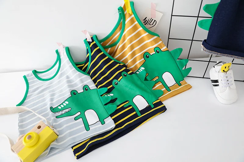 От 0 до 4 лет жилетка с динозавром для маленьких мальчиков новый летний детский