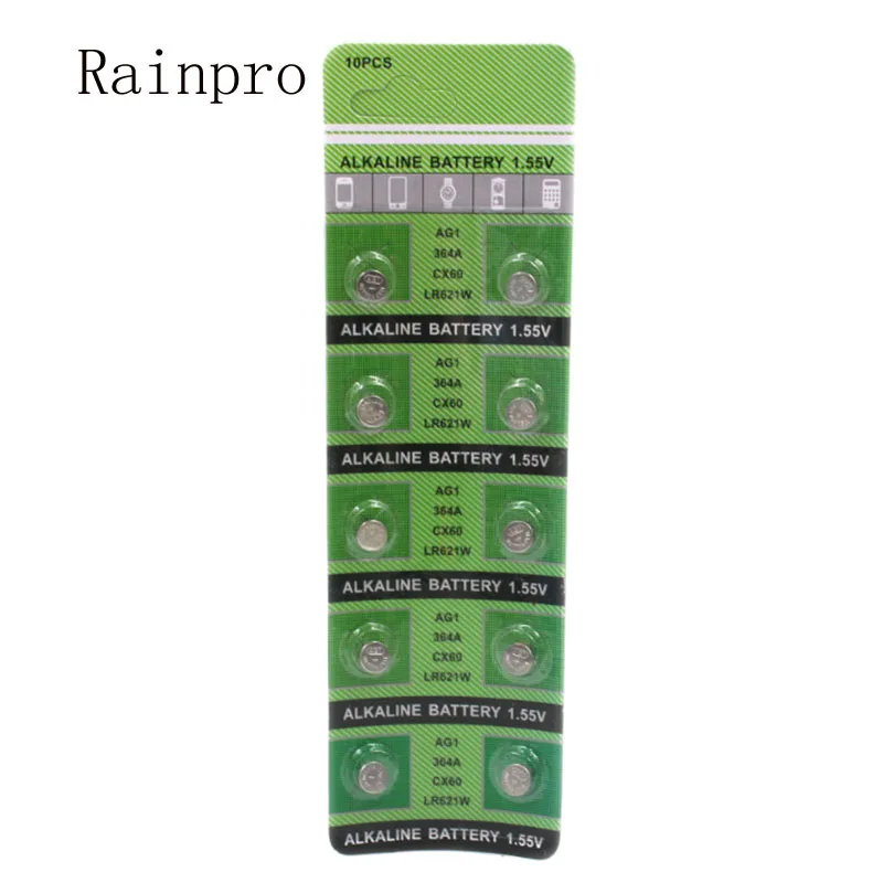 Фото Щелочная батарея Rainpro 10 шт./лот AG1 SR621SW LR621 364 164, для электронных часов №2