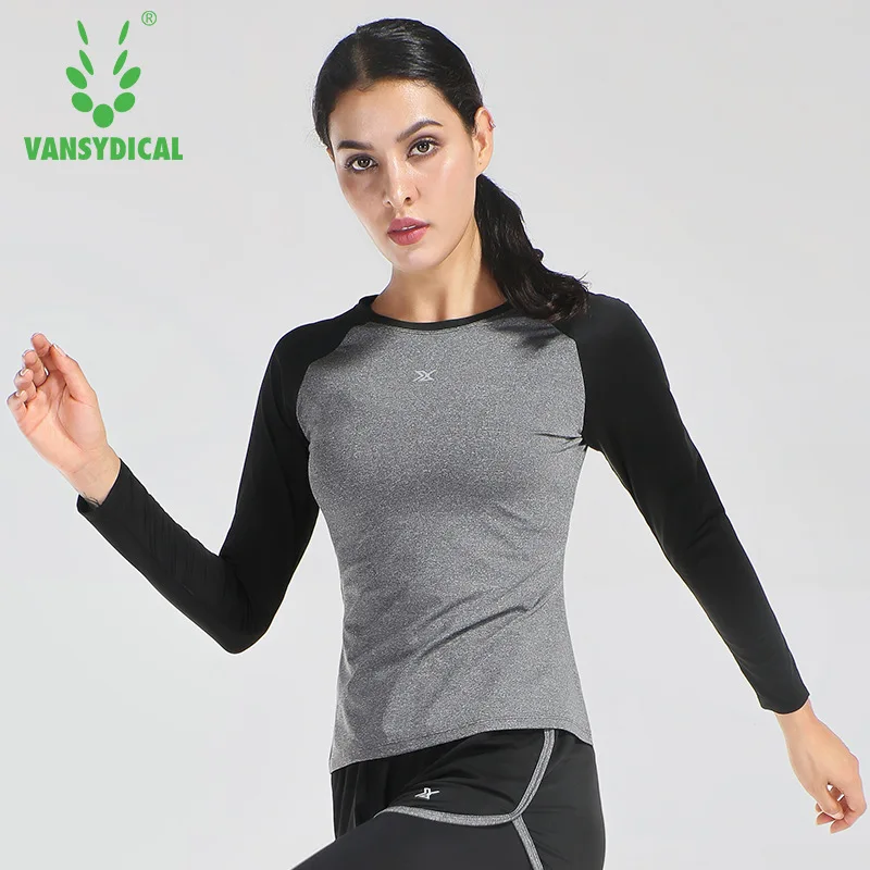 Женские спортивные футболки Vansydical эластичные быстросохнущие с длинным рукавом