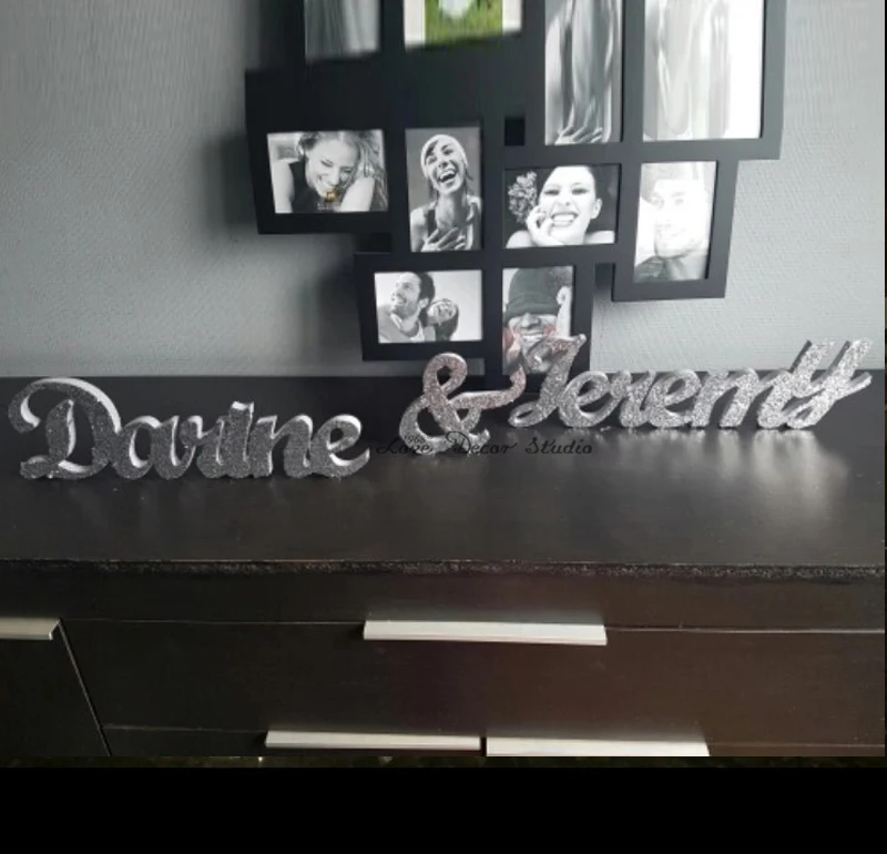 Бесплатная доставка Серебряный Порошок Лука Стоя Буквы Знак