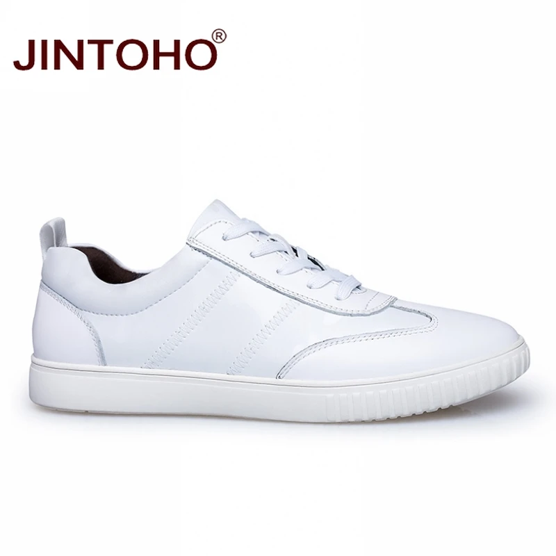 Кеды JINTOHO мужские кожаные повседневная обувь на плоской подошве модные кроссовки