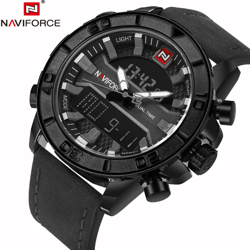 Naviforce модные Повседневное кожа Для Мужчин Кварцевые аналоговые наручные