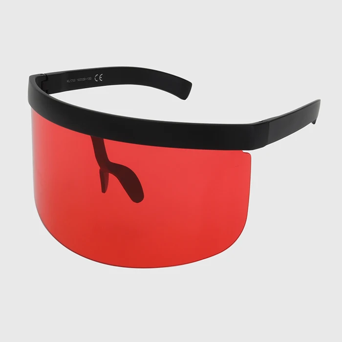 C3-Black-Red Королевская девушка Винтаж Экстра большой щит козырек Солнцезащитные очки для женщин плоский верх маска зеркальные оттенки мужские ветрозащитные очки UV400 SS529 - Цвет линз: C3-Black-Red