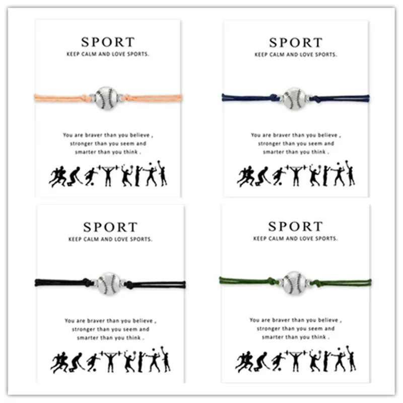 Серебряный для спорта и софтбола с подвесками поздравительной открыткой веревка