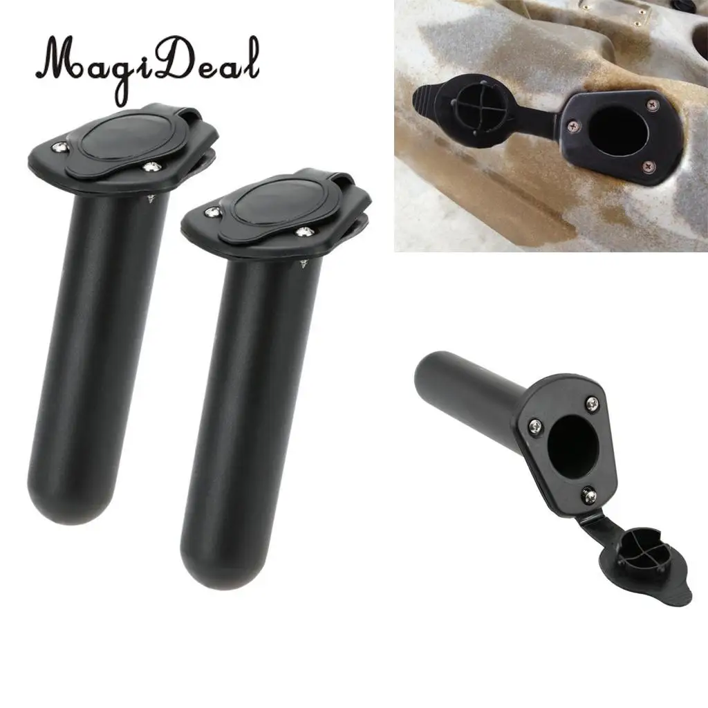 

Pack 2 Flush Mount Fishing Boat Rod Holder Pole Rest Rack Bracket with Cap Cover Gasket Kayak Canoe Pole Tackle Accessories