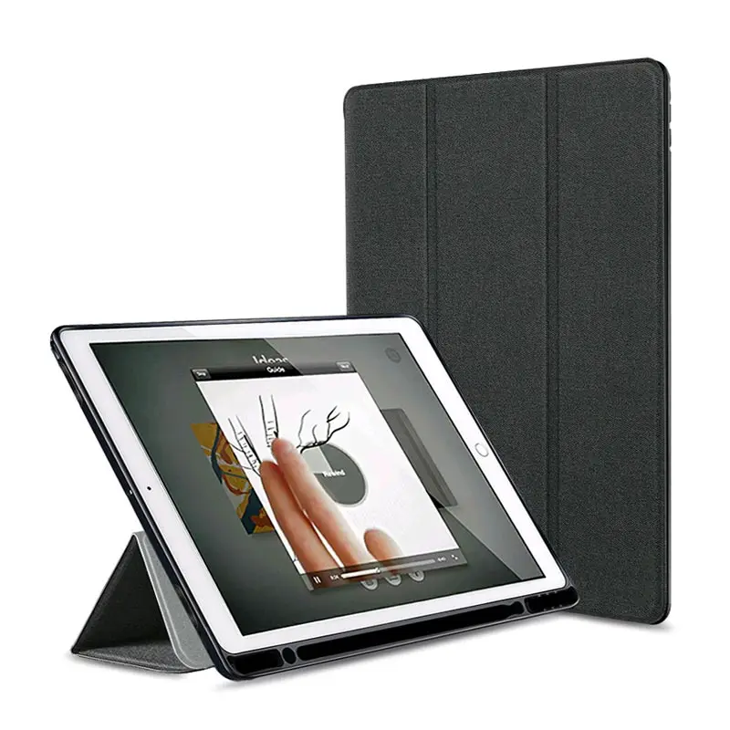 9.7 2017 2018 Black Чехол для нового iPad 9,7 дюйма чехол с карандашом-держателем Умный Магнитный ТПУ силиконовый чехол для iPad 5-го 6-го поколения Funda - Цвет: 9.7 2017 2018 Black