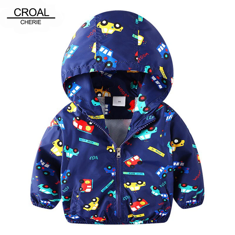 CROAL CHERIE 80-130cm Autumn Outerwear Coats Boys Kids Jacket For Girls Cartoon Car Printing 2019 Spring Children Clothing | Детская