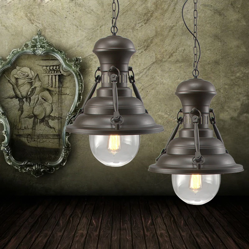 Старинные ржавые браун прохладный лодка форма лампы промышленного бар стиль