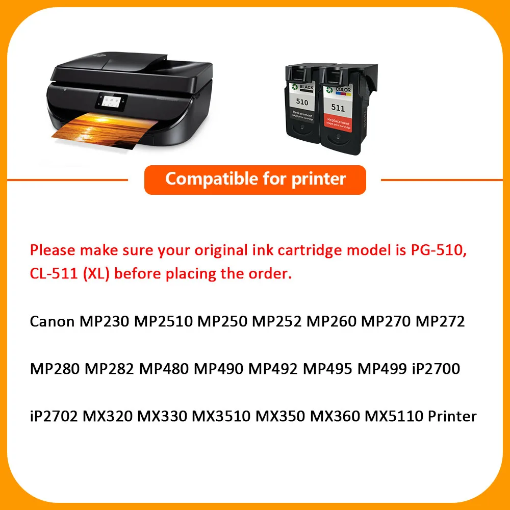 XiangYu pg 510 CL 511XL картридж для Canon PG 511 PG510XL совместимый с MP230/MP2510/MP250/IP2700|Чернильные