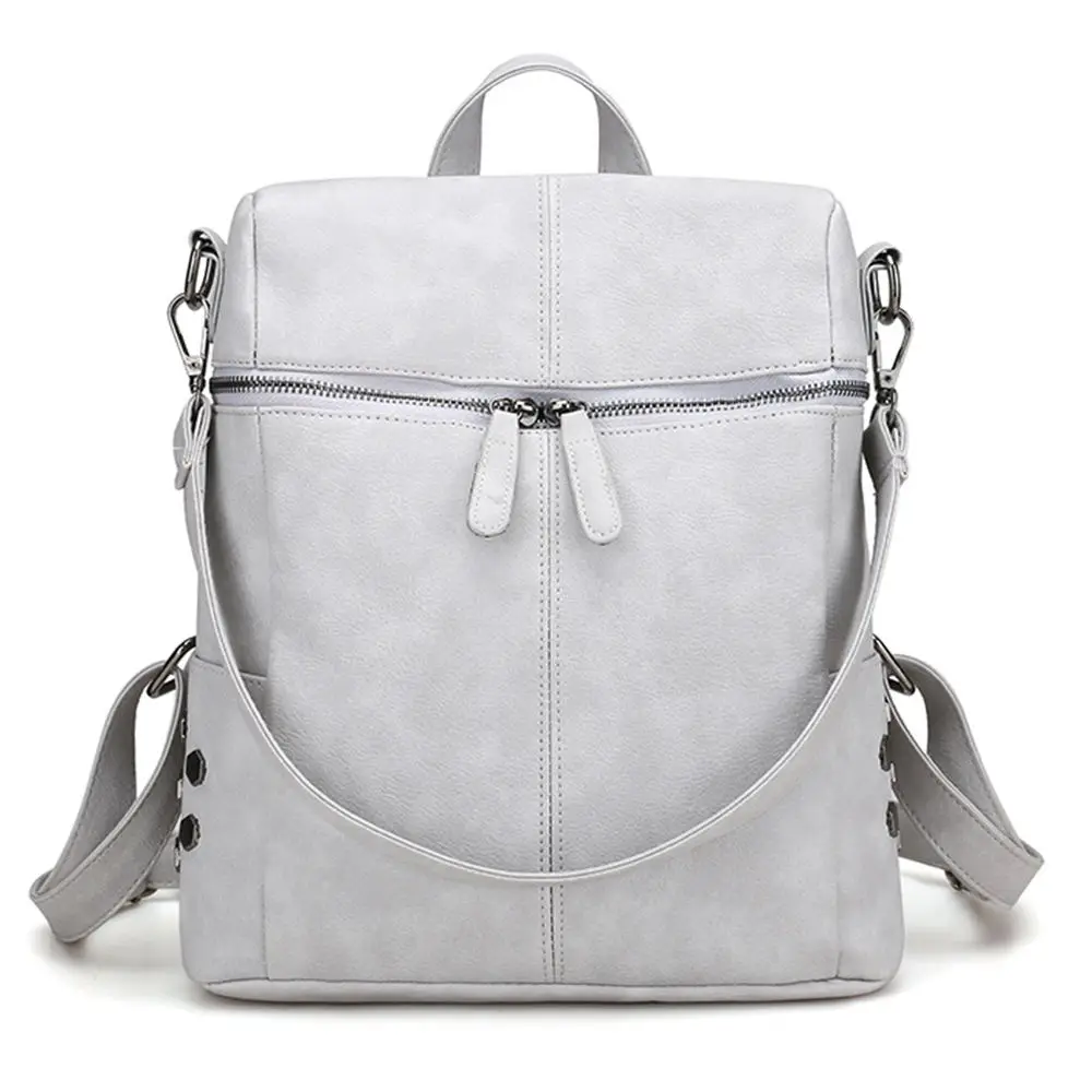 Light gray Модные женские рюкзаки, высокое качество, Ретро стиль, Молодежные кожаные рюкзаки для девочек-подростков, женская школьная сумка на плечо, рюкзак, mochilas - Цвет: Light gray