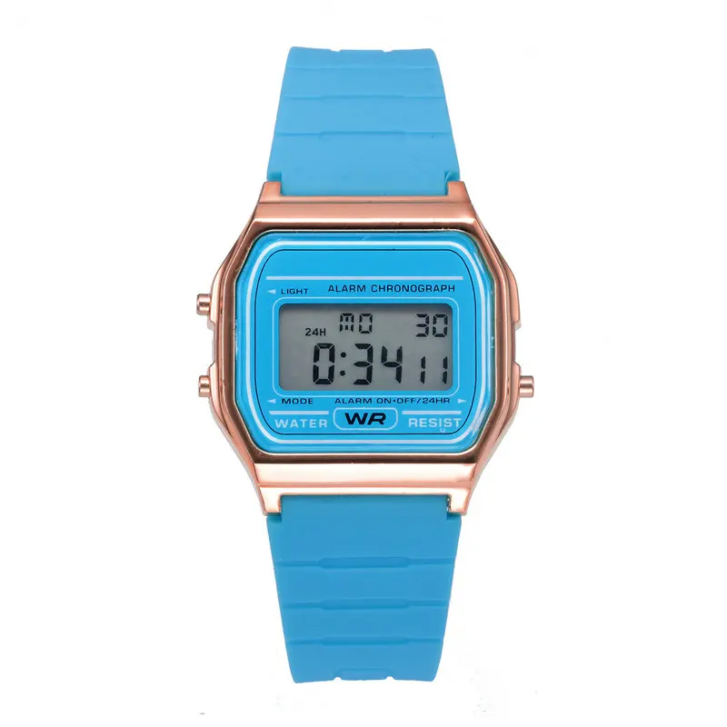 light blue Женские часы лучший бренд класса люкс светодиодный цифровой водонепроницаемый наручные часы платье золотые наручные часы унисекс 100 шт/партия - Цвет: light blue